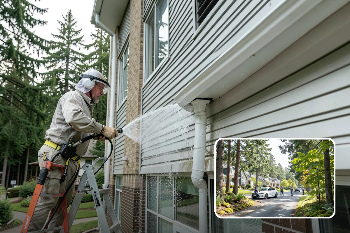 Sidewalk Pressure Washing in Normandy Park, King County, WA - Eliminates the slick algae film that causes winter slips