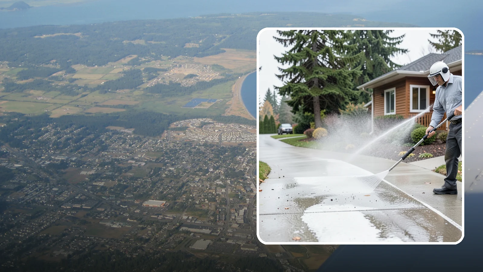 Sidewalk Pressure Washing in Oak Harbor, Island County, WA - Restore slick, moss-darkened Washington sidewalks to safe, even concrete with a controlled pressure wash.