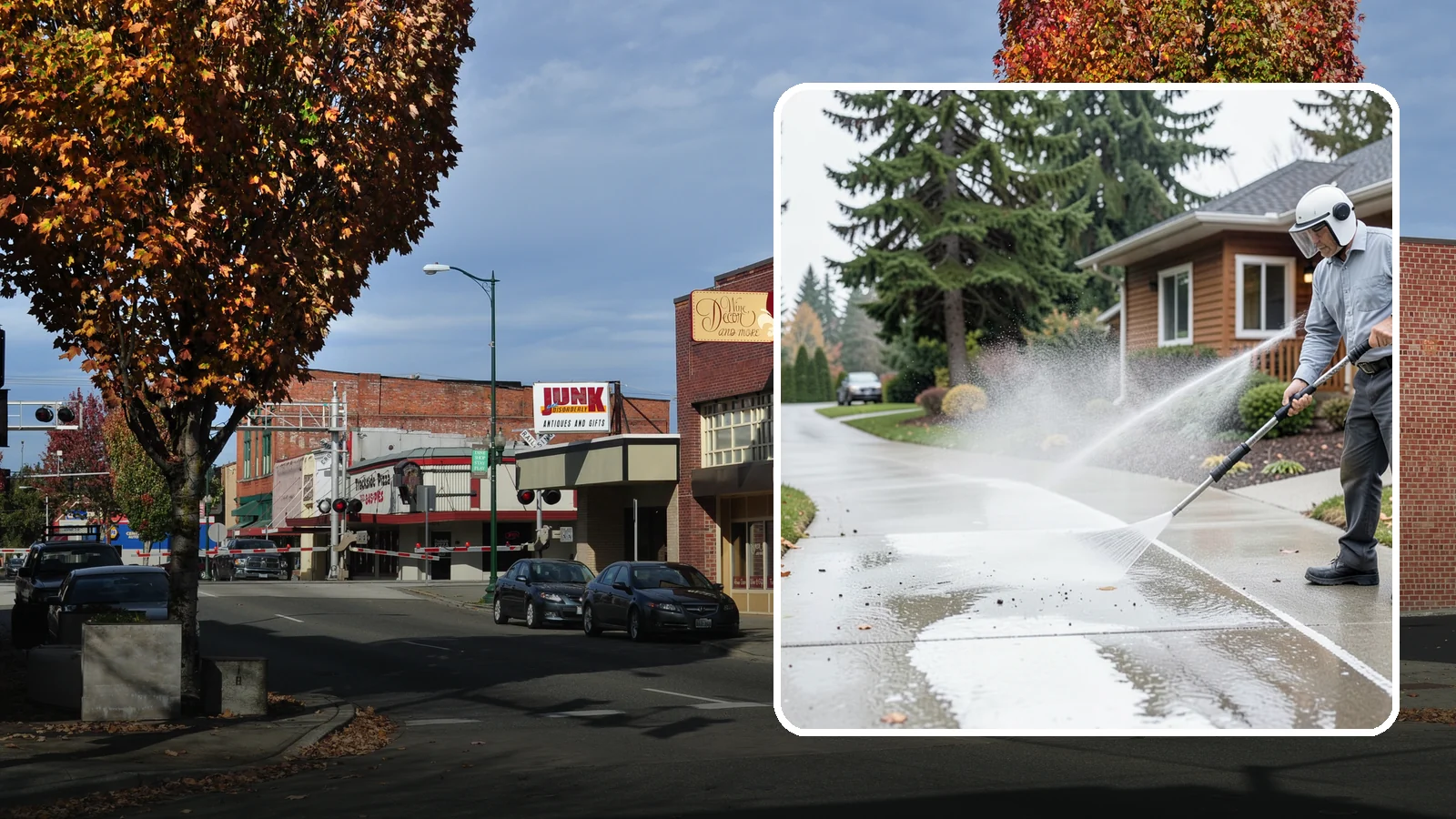 Sidewalk Pressure Washing in Puyallup, Pierce County, WA - Restore slick, moss-darkened Washington sidewalks to safe, even concrete with a controlled pressure wash.