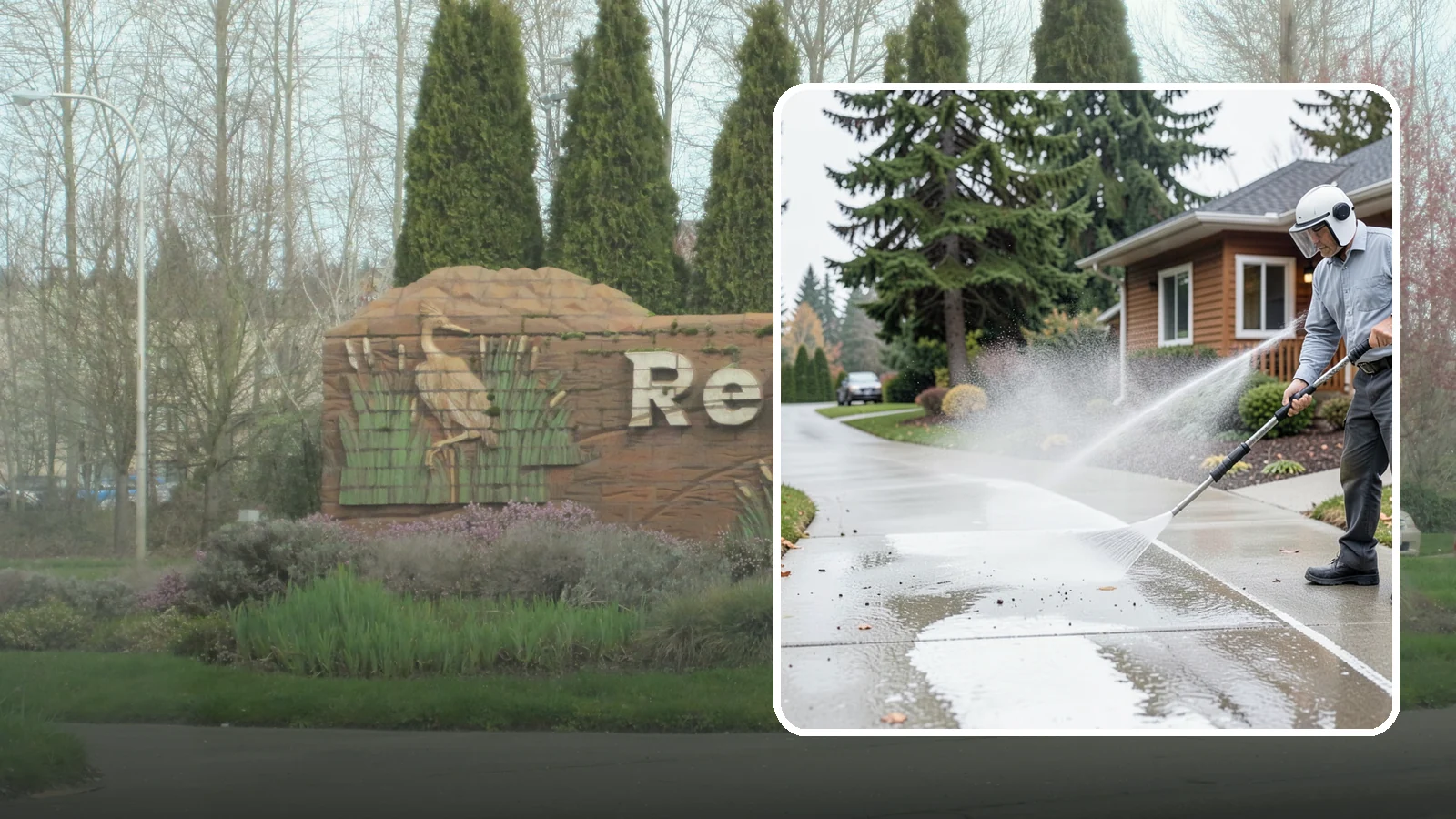 Sidewalk Pressure Washing in Renton, King County, WA - Restore slick, moss-darkened Washington sidewalks to safe, even concrete with a controlled pressure wash.