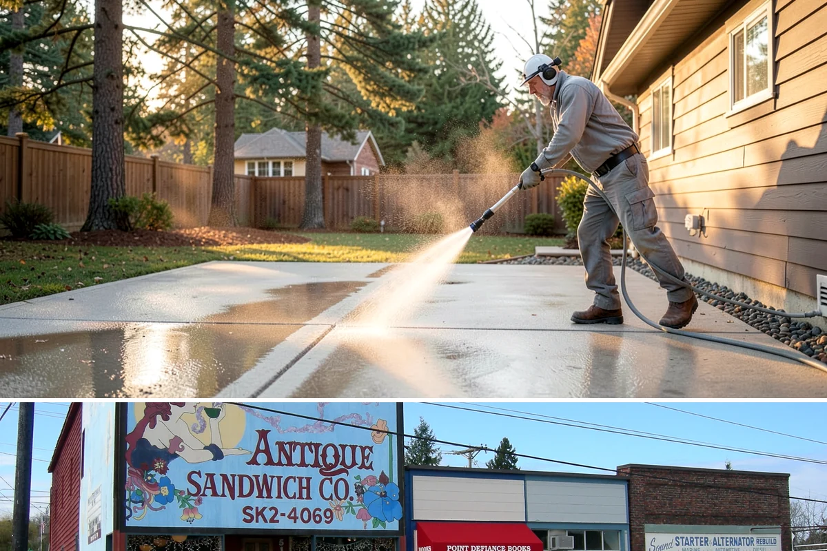 Sidewalk Pressure Washing in Ruston, Pierce County, WA - Late spring through early fall is ideal, once the heaviest rains ease and the concrete can dry between passes.