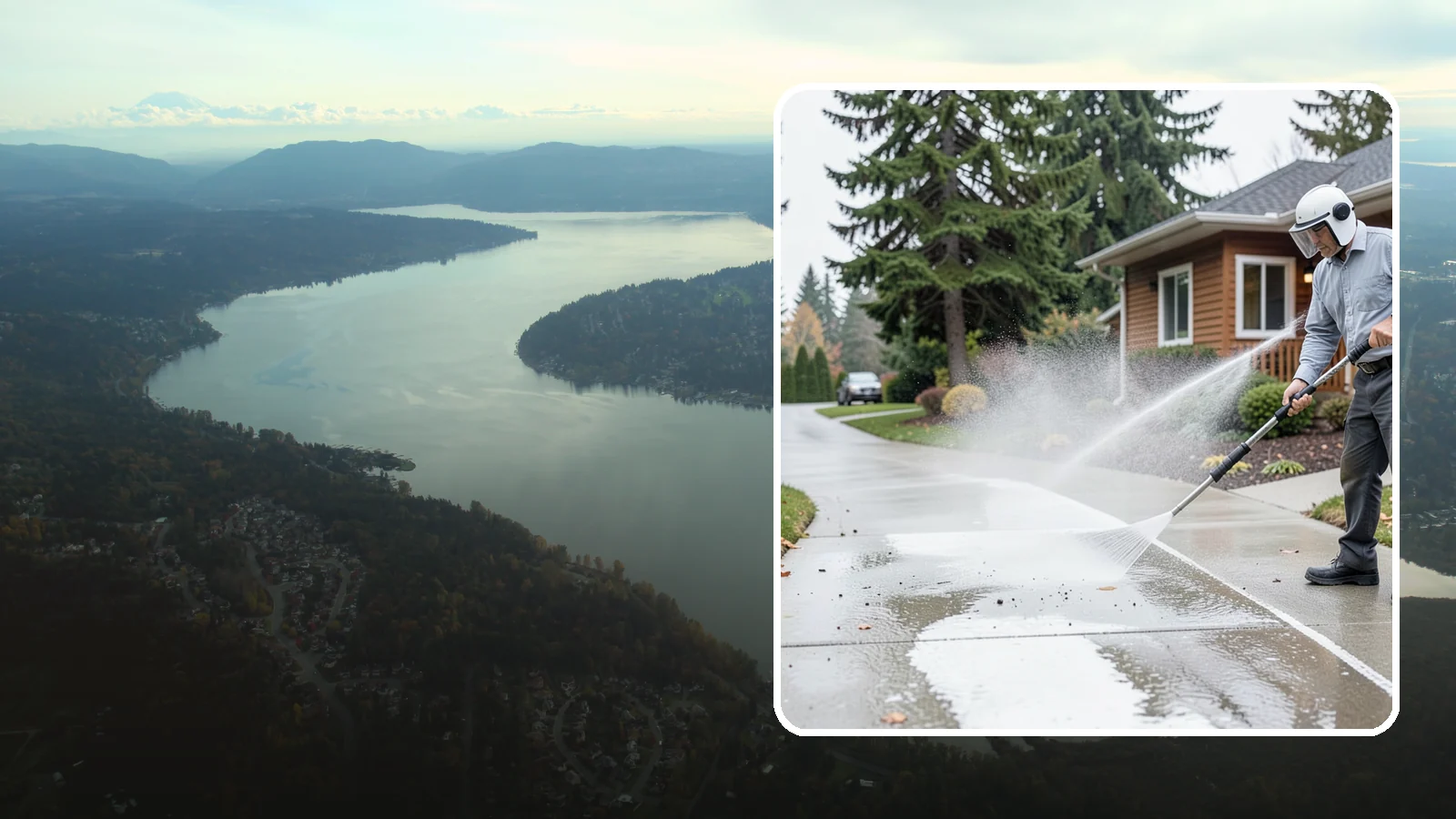 Sidewalk Pressure Washing in Sammamish, King County, WA - Restore slick, moss-darkened Washington sidewalks to safe, even concrete with a controlled pressure wash.