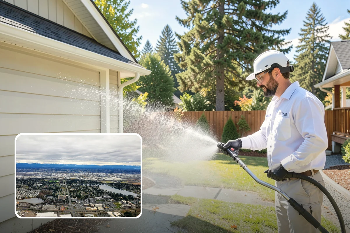 Sidewalk Pressure Washing in SeaTac, King County, WA - Eliminates the slick algae film that causes winter slips