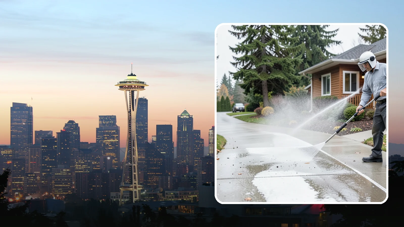 Sidewalk Pressure Washing in Seattle, King County, WA - Restore slick, moss-darkened Washington sidewalks to safe, even concrete with a controlled pressure wash.