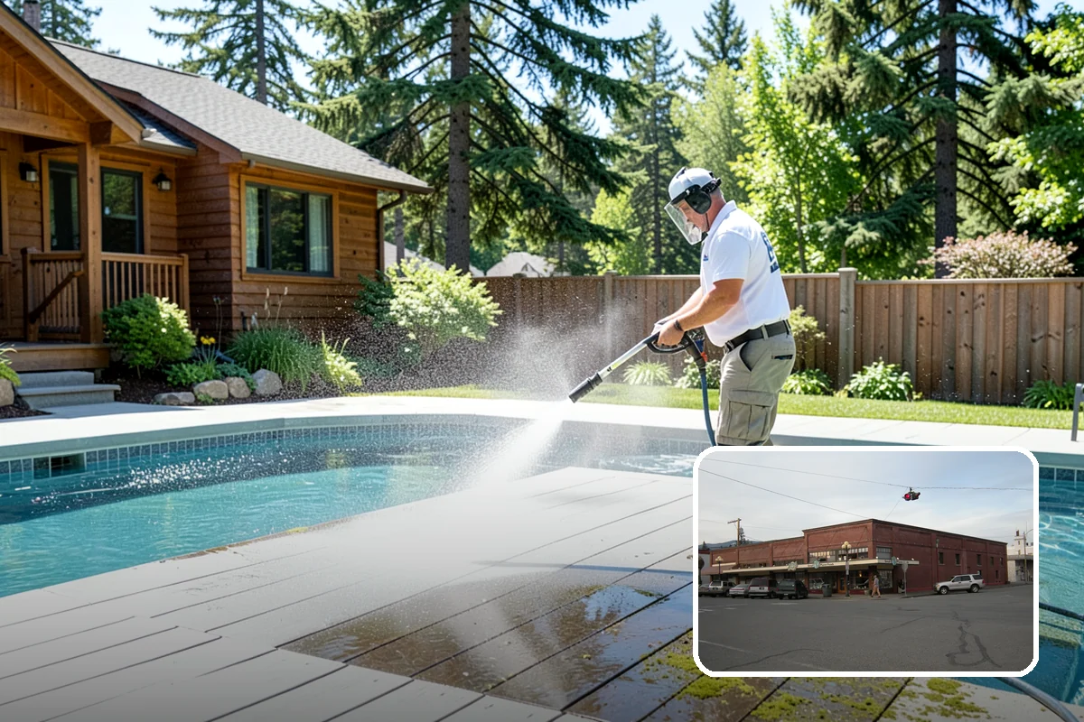 Sidewalk Pressure Washing in Sedro-Woolley, Skagit County, WA - Eliminates the slick algae film that causes winter slips