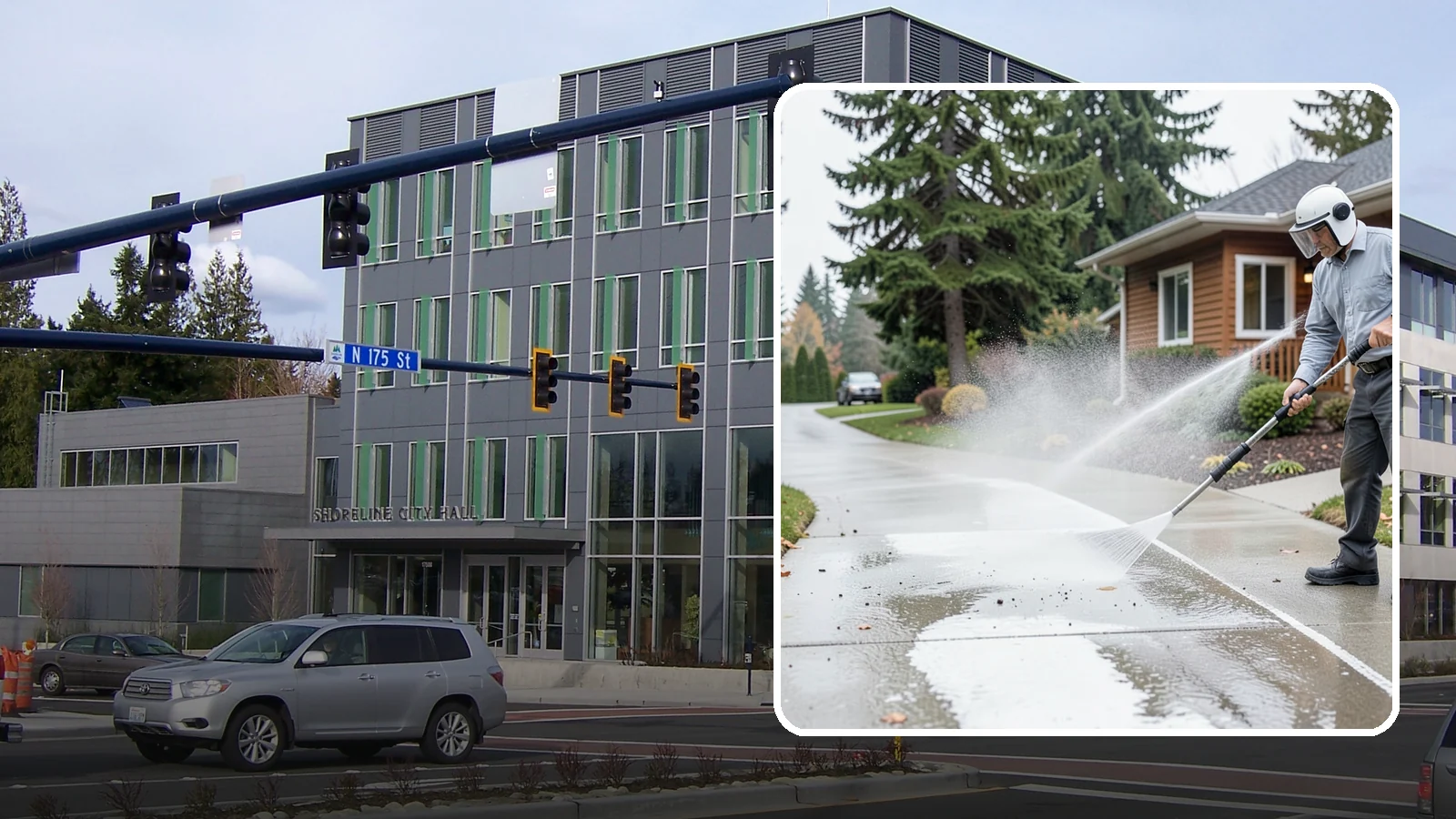 Sidewalk Pressure Washing in Shoreline, King County, WA - Restore slick, moss-darkened Washington sidewalks to safe, even concrete with a controlled pressure wash.