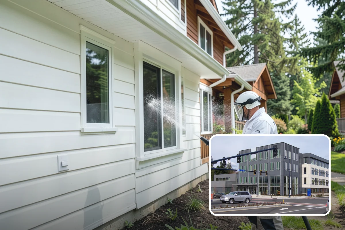 Sidewalk Pressure Washing in Shoreline, King County, WA - Eliminates the slick algae film that causes winter slips