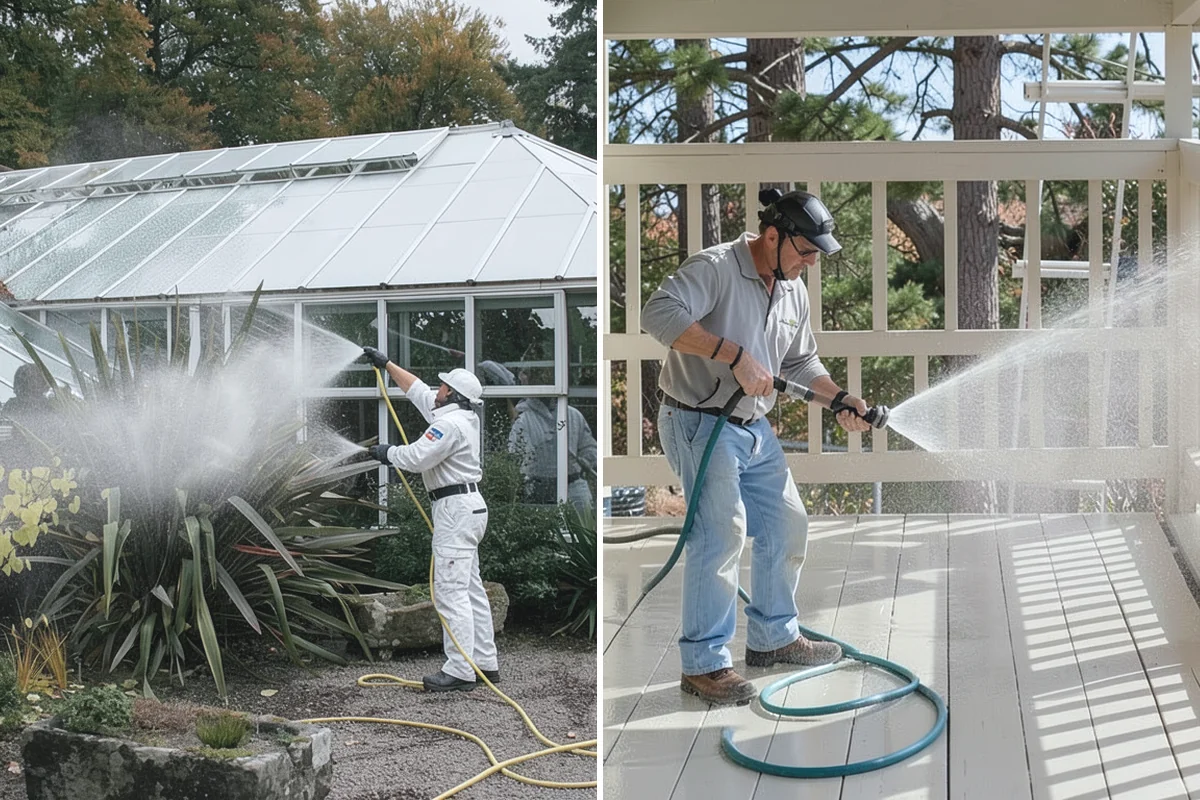 Sidewalk Pressure Washing in Skykomish, King County, WA - Blow off leaves and fir needles and pre-treat the surface with a moss-and-algae solution