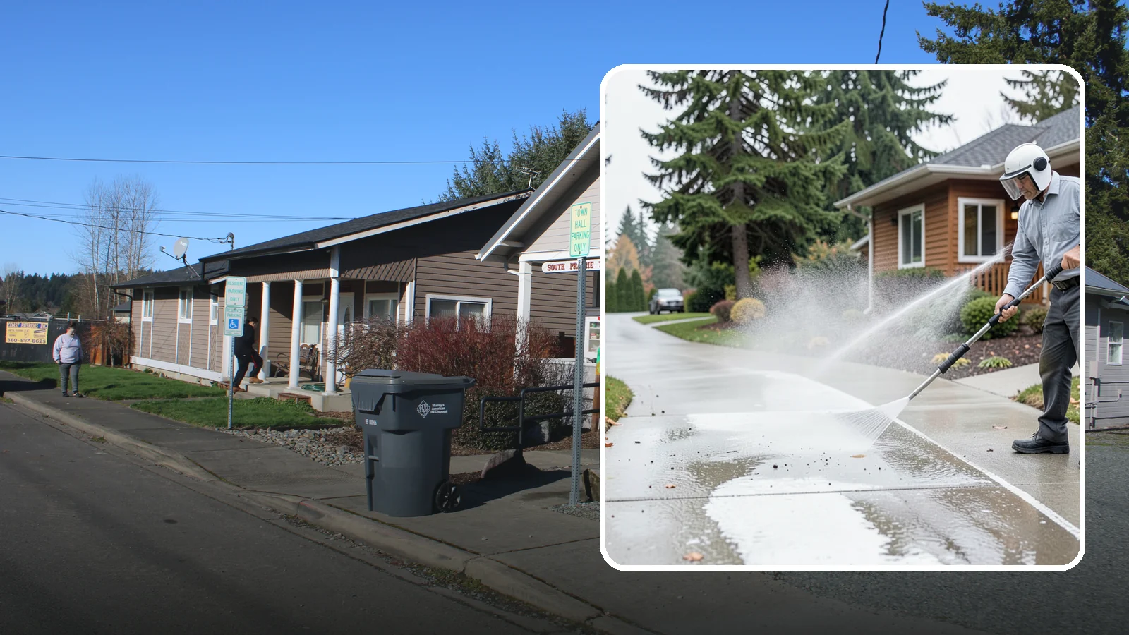 Sidewalk Pressure Washing in South Prairie, Pierce County, WA - Restore slick, moss-darkened Washington sidewalks to safe, even concrete with a controlled pressure wash.