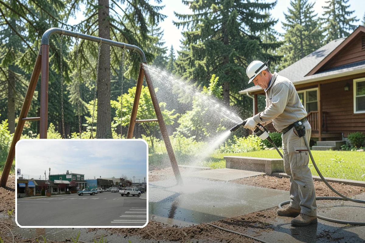 Sidewalk Pressure Washing in Stanwood, Snohomish County, WA - Eliminates the slick algae film that causes winter slips