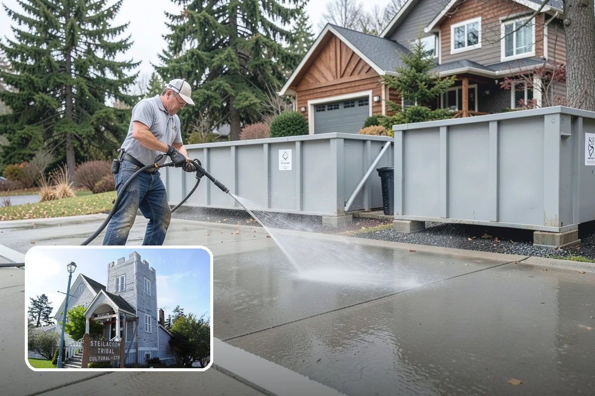 Sidewalk Pressure Washing in Steilacoom, Pierce County, WA - Eliminates the slick algae film that causes winter slips
