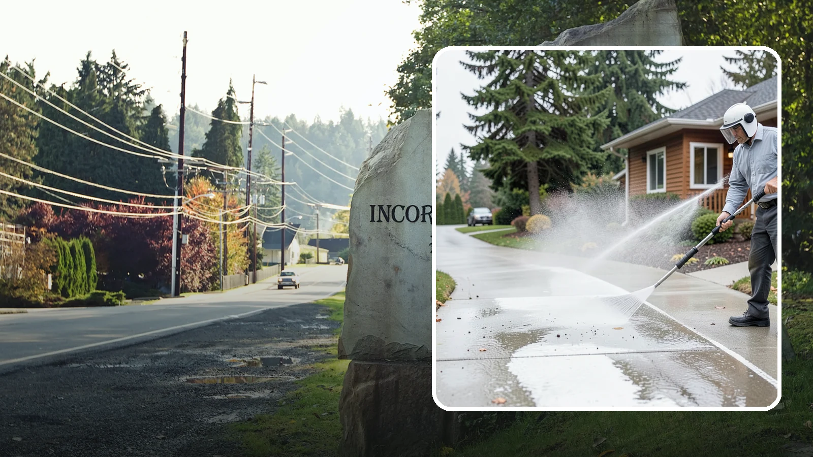 Sidewalk Pressure Washing in Wilkeson, Pierce County, WA - Restore slick, moss-darkened Washington sidewalks to safe, even concrete with a controlled pressure wash.