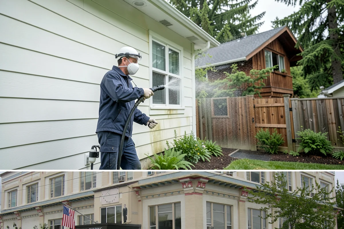 Siding Soft Wash in Anacortes, Skagit County, WA - Spring and fall are prime, clearing algae after winter and again before the next wet season settles in.