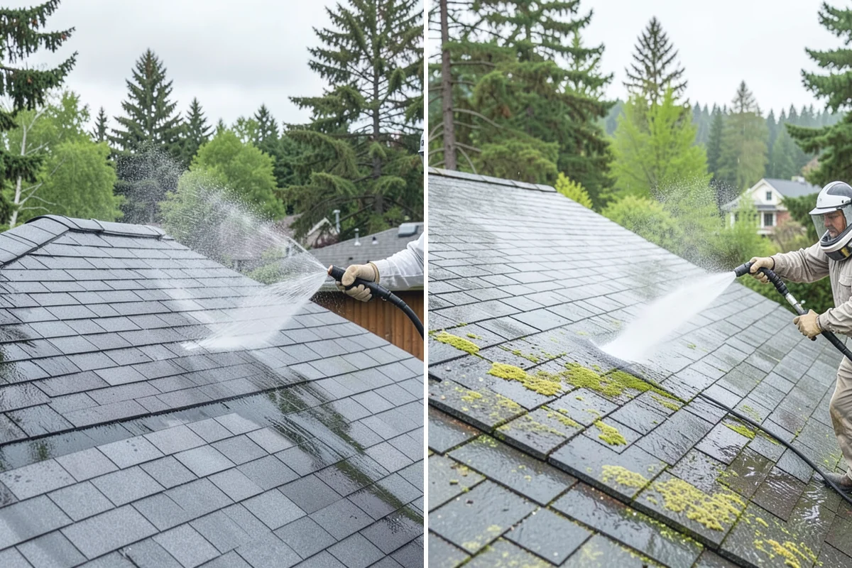 Siding Soft Wash in Beaux Arts Village, King County, WA - Inspect the siding and note algae-heavy elevations