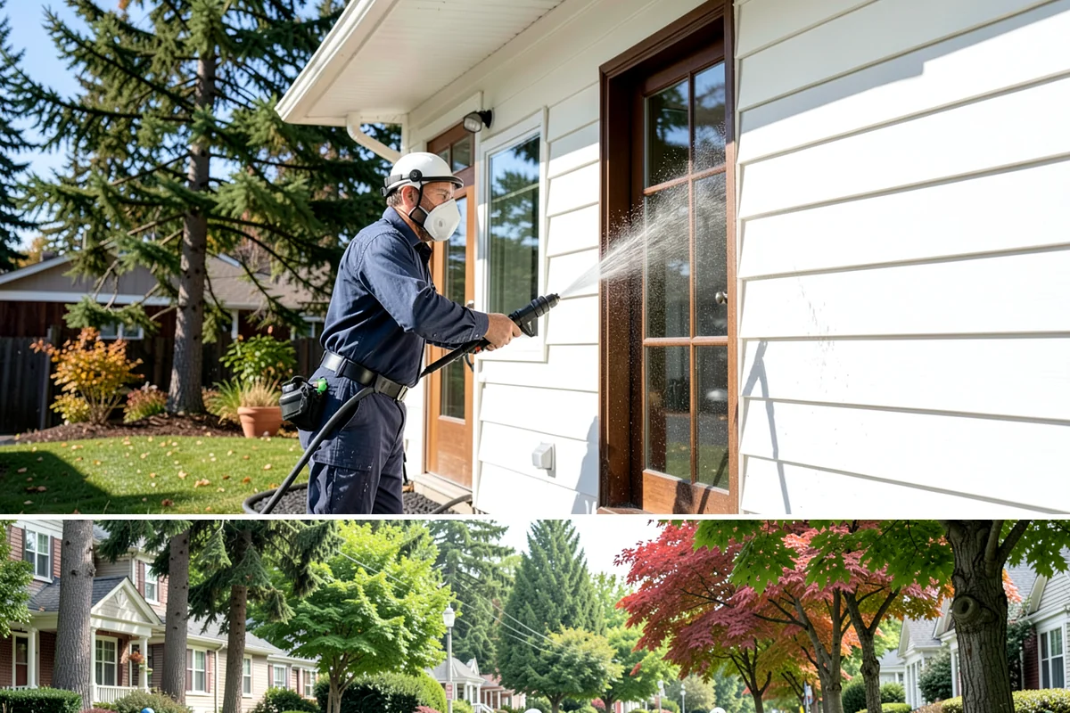 Siding Soft Wash in Beaux Arts Village, King County, WA - Spring and fall are prime, clearing algae after winter and again before the next wet season settles in.