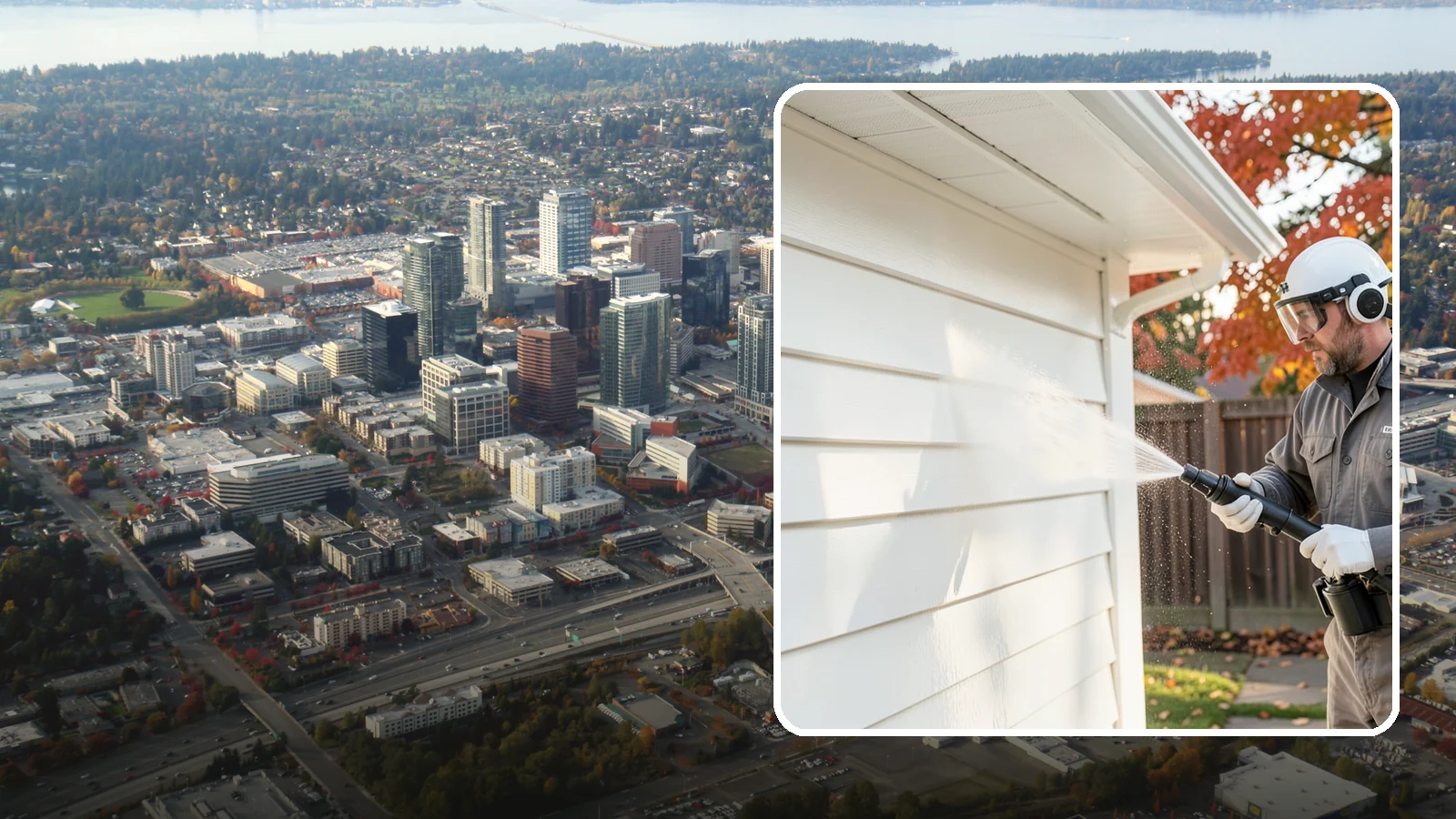 Siding Soft Wash in Bellevue, King County, WA - Siding soft wash gently cleans your home's exterior walls with low pressure and cleaning solutions that lift algae without damage.