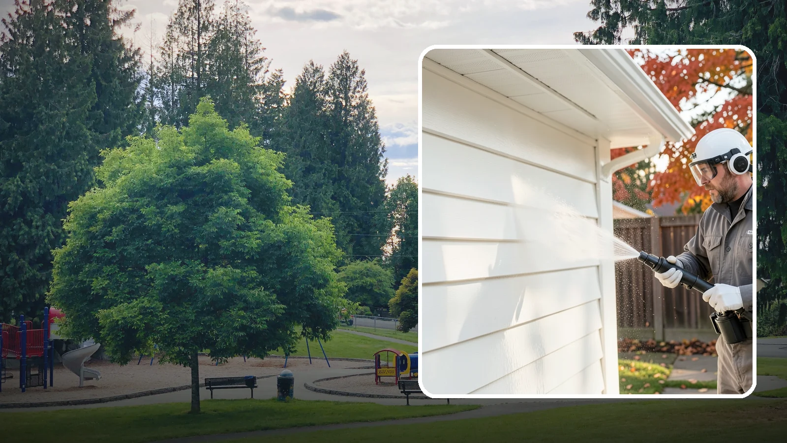 Siding Soft Wash in Bonney Lake, Pierce County, WA - Siding soft wash gently cleans your home's exterior walls with low pressure and cleaning solutions that lift algae without damage.