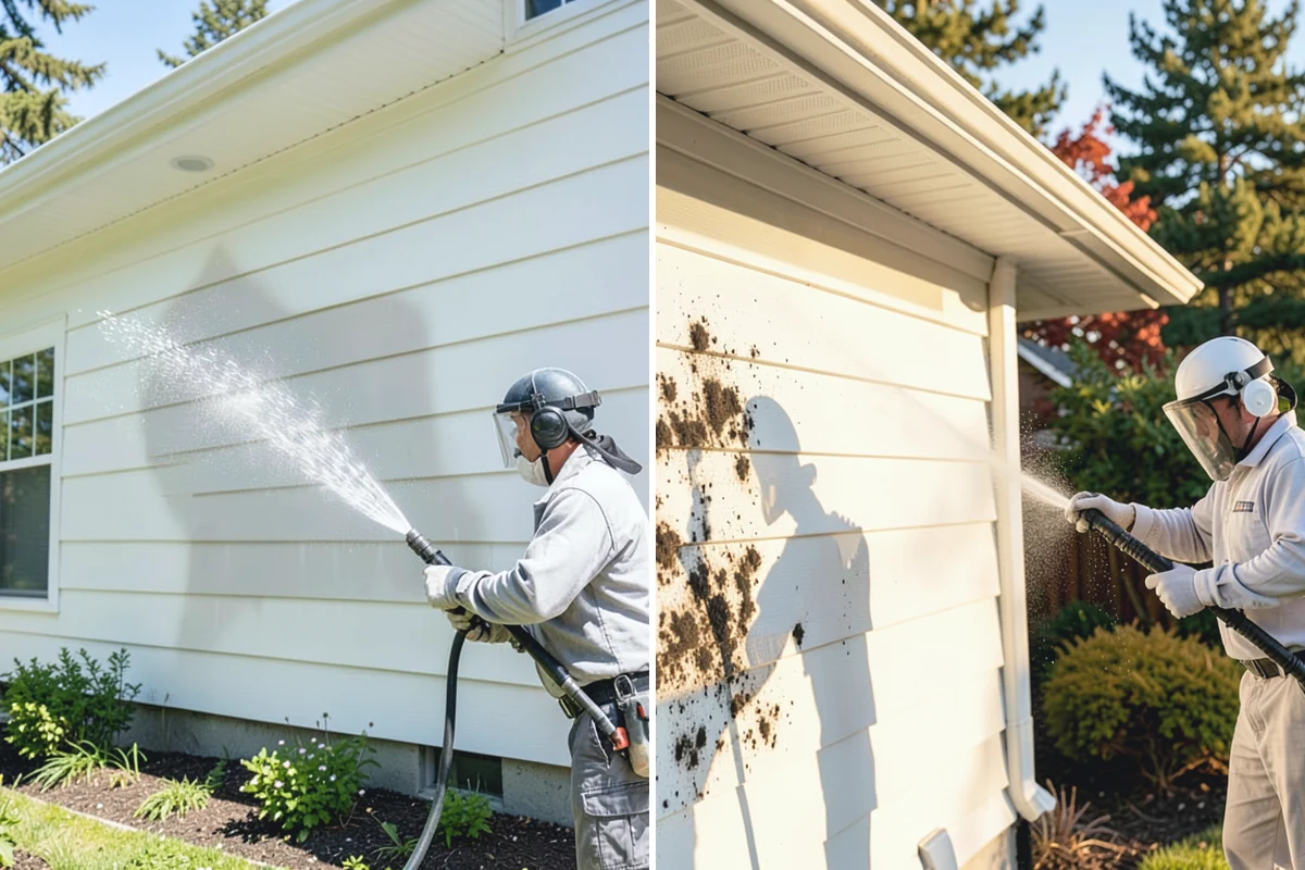 Siding Soft Wash in Bonney Lake, Pierce County, WA - Inspect the siding and note algae-heavy elevations