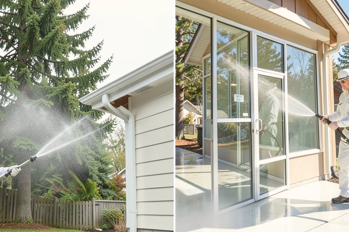 Siding Soft Wash in Bothell, King County, WA - Inspect the siding and note algae-heavy elevations