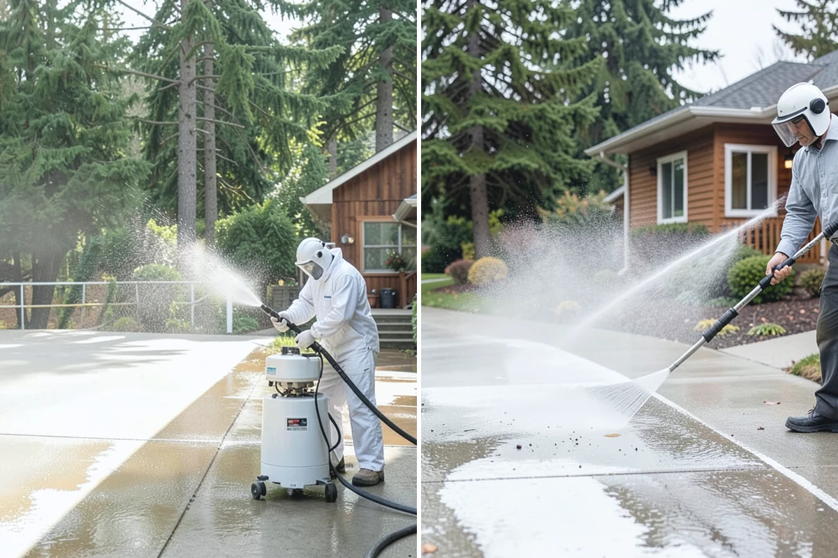 Siding Soft Wash in Buckley, Pierce County, WA - Inspect the siding and note algae-heavy elevations
