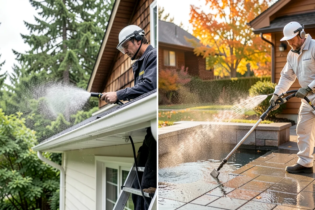 Siding Soft Wash in Clyde Hill, King County, WA - Inspect the siding and note algae-heavy elevations