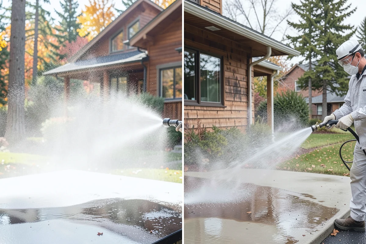 Siding Soft Wash in Des Moines, King County, WA - Inspect the siding and note algae-heavy elevations