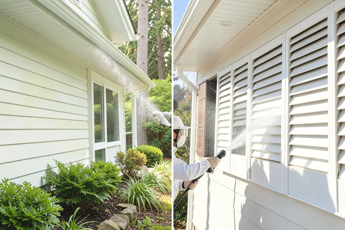 Siding Soft Wash in Duvall, King County, WA - Inspect the siding and note algae-heavy elevations