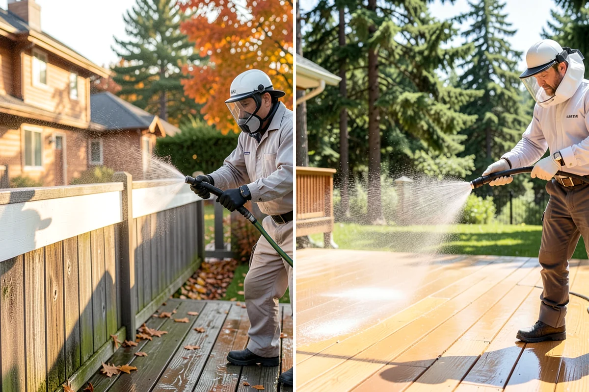 Siding Soft Wash in Enumclaw, King County, WA - Inspect the siding and note algae-heavy elevations