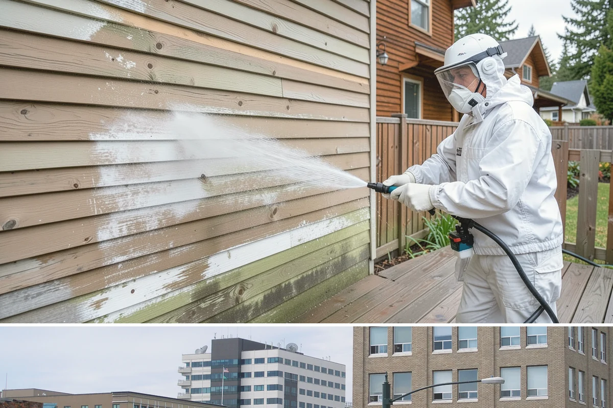 Siding Soft Wash in Everett, Snohomish County, WA - Spring and fall are prime, clearing algae after winter and again before the next wet season settles in.