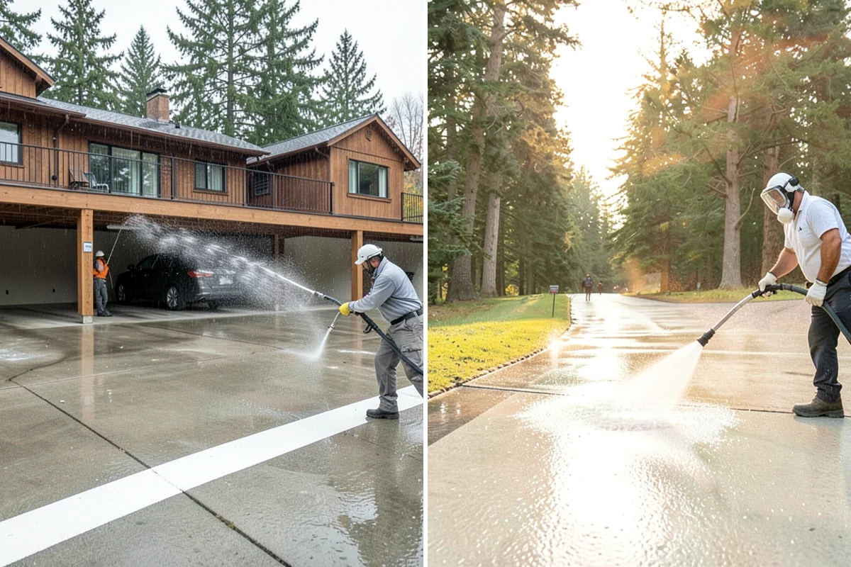 Siding Soft Wash in Federal Way, King County, WA - Inspect the siding and note algae-heavy elevations