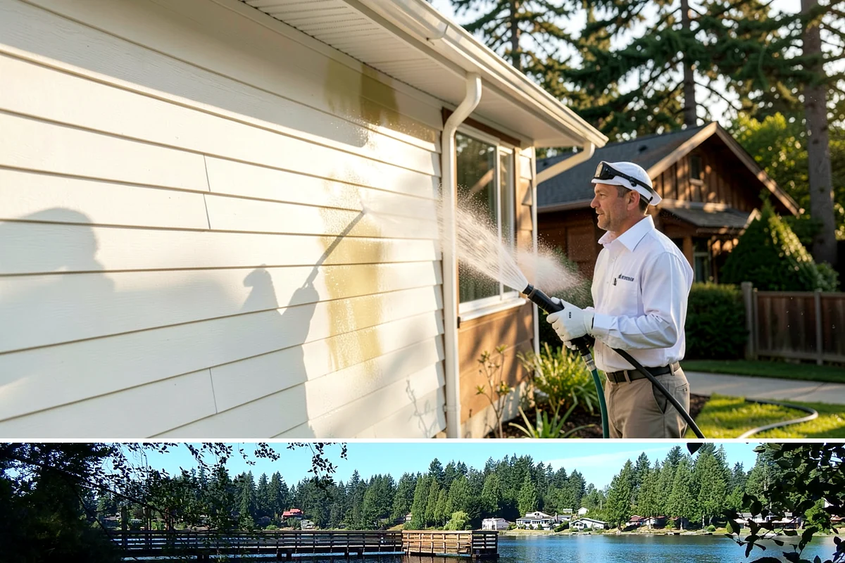 Siding Soft Wash in Federal Way, King County, WA - Spring and fall are prime, clearing algae after winter and again before the next wet season settles in.
