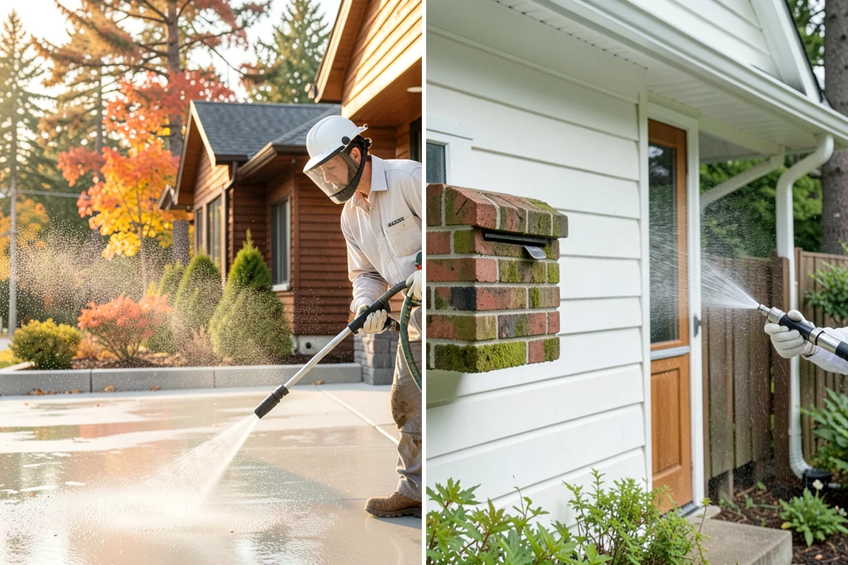 Siding Soft Wash in Fircrest, Pierce County, WA - Inspect the siding and note algae-heavy elevations