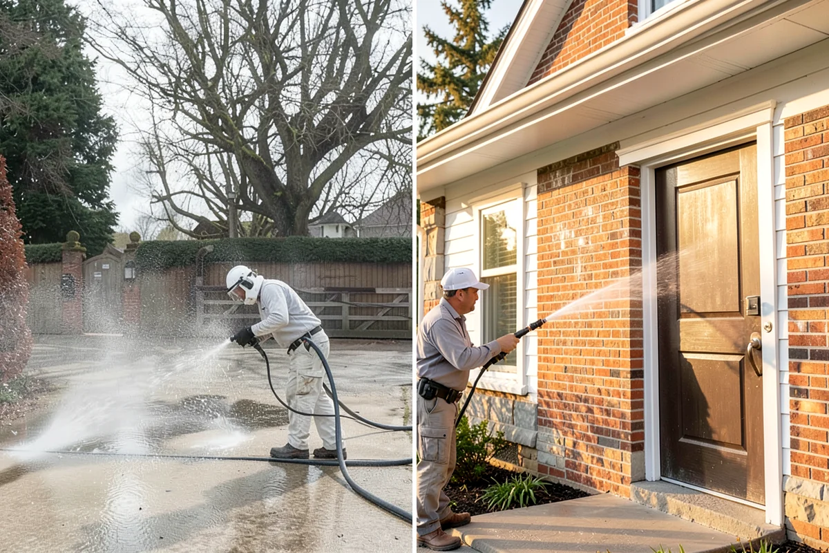 Siding Soft Wash in Gig Harbor, Pierce County, WA - Inspect the siding and note algae-heavy elevations