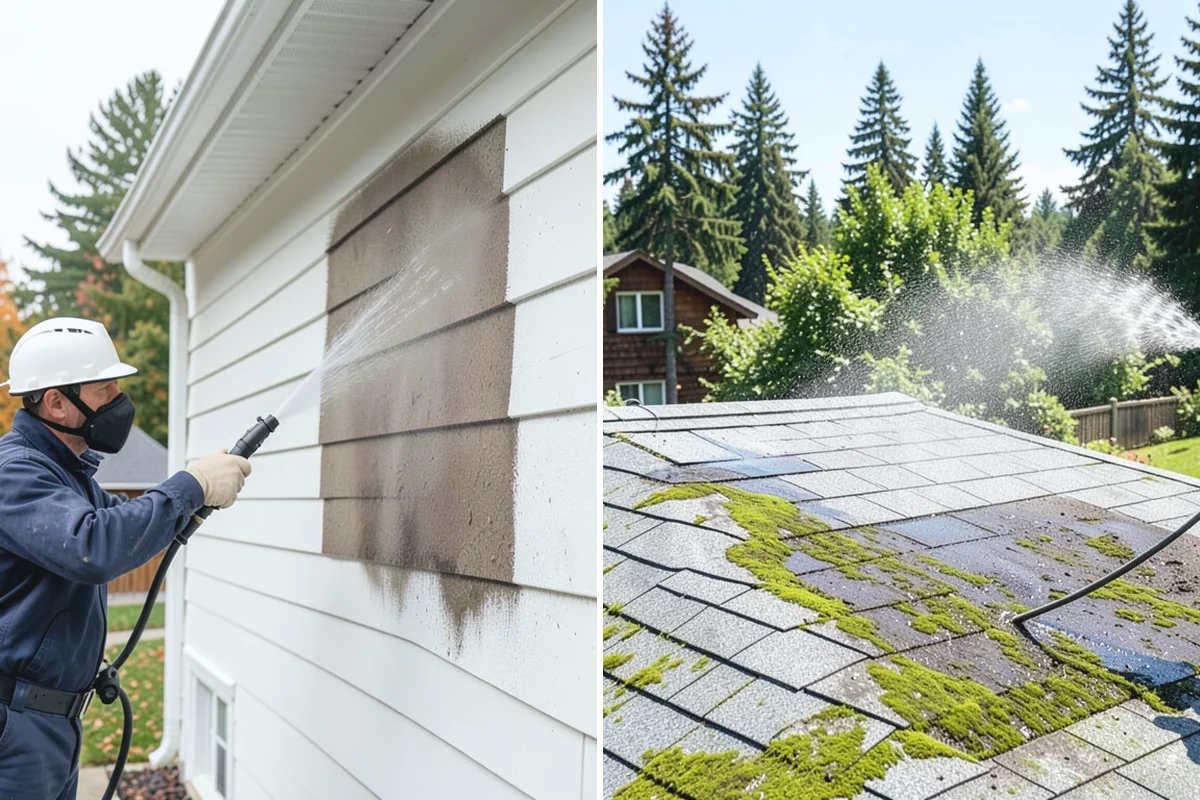 Siding Soft Wash in Gold Bar, Snohomish County, WA - Inspect the siding and note algae-heavy elevations