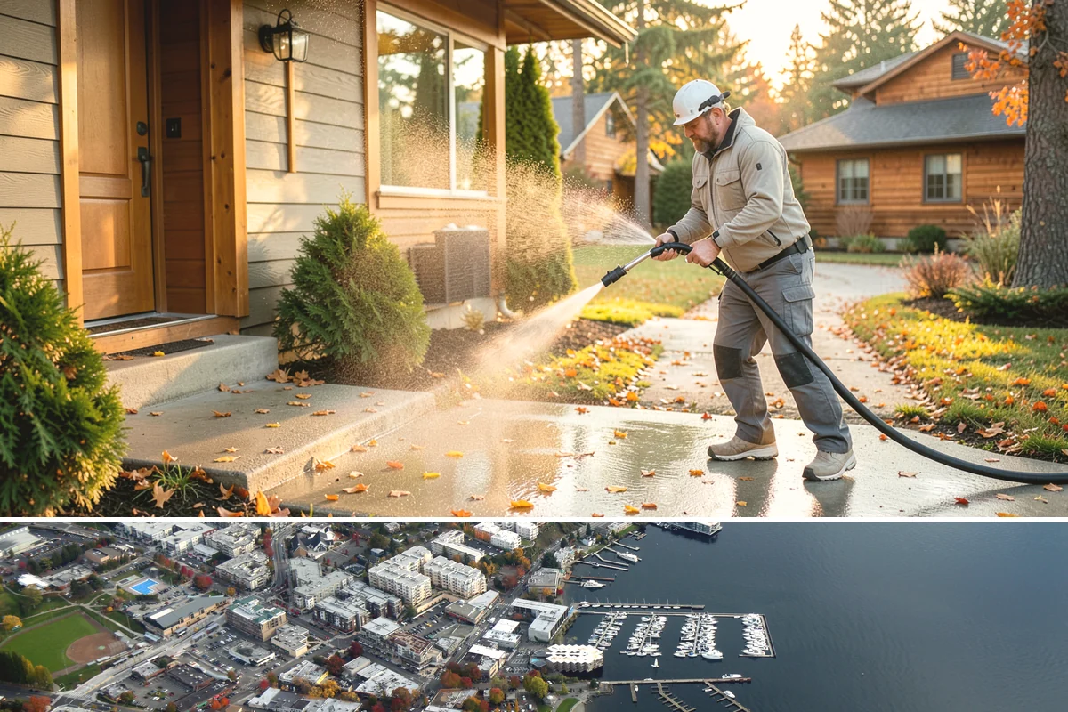 Siding Soft Wash in Kirkland, King County, WA - Spring and fall are prime, clearing algae after winter and again before the next wet season settles in.