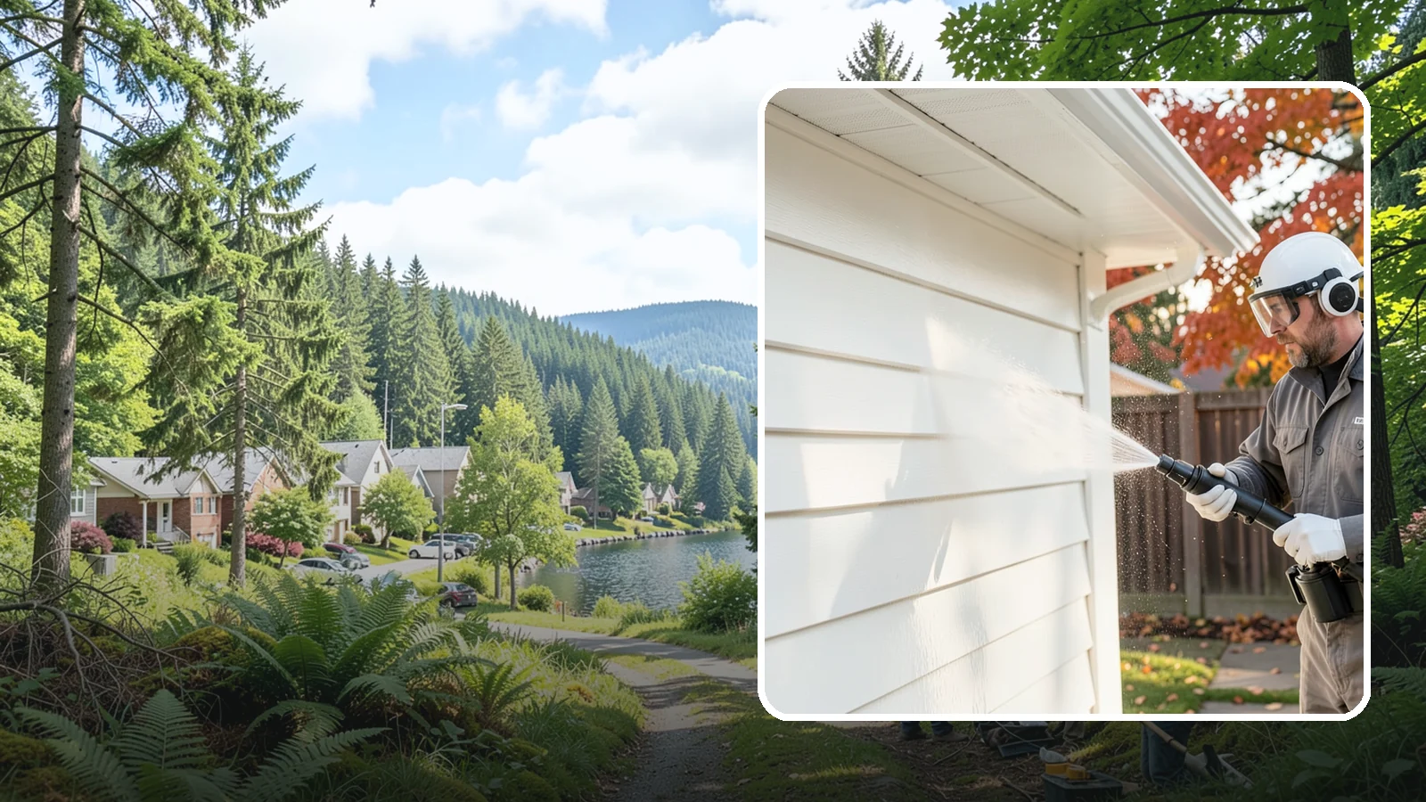 Siding Soft Wash in Lake Forest Park, King County, WA - Siding soft wash gently cleans your home's exterior walls with low pressure and cleaning solutions that lift algae without damage.