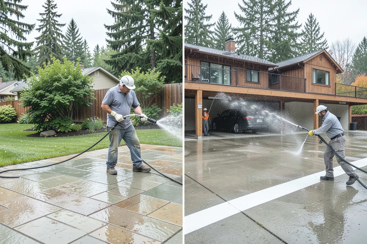Siding Soft Wash in Marysville, Snohomish County, WA - Inspect the siding and note algae-heavy elevations