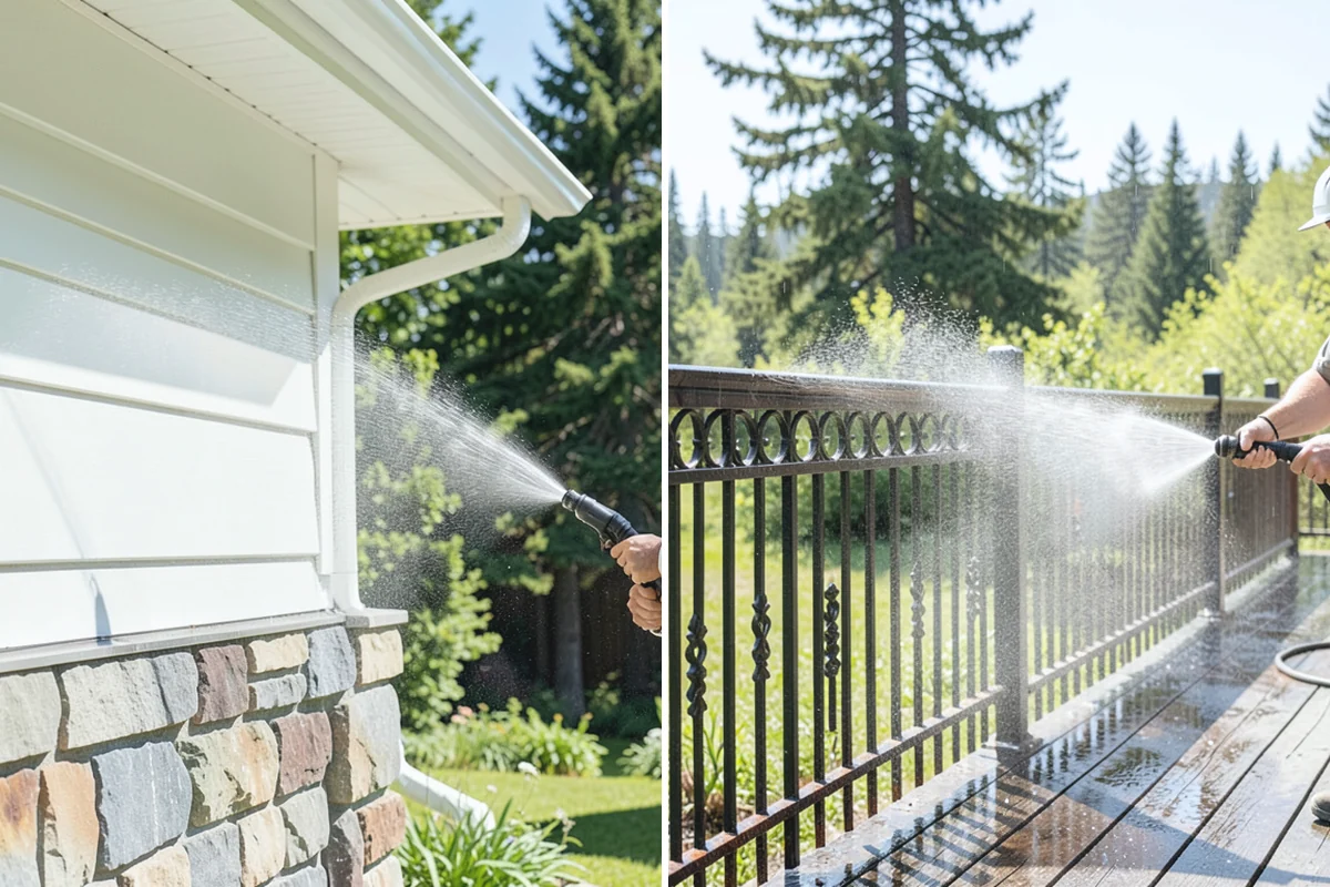 Siding Soft Wash in Medina, King County, WA - Inspect the siding and note algae-heavy elevations
