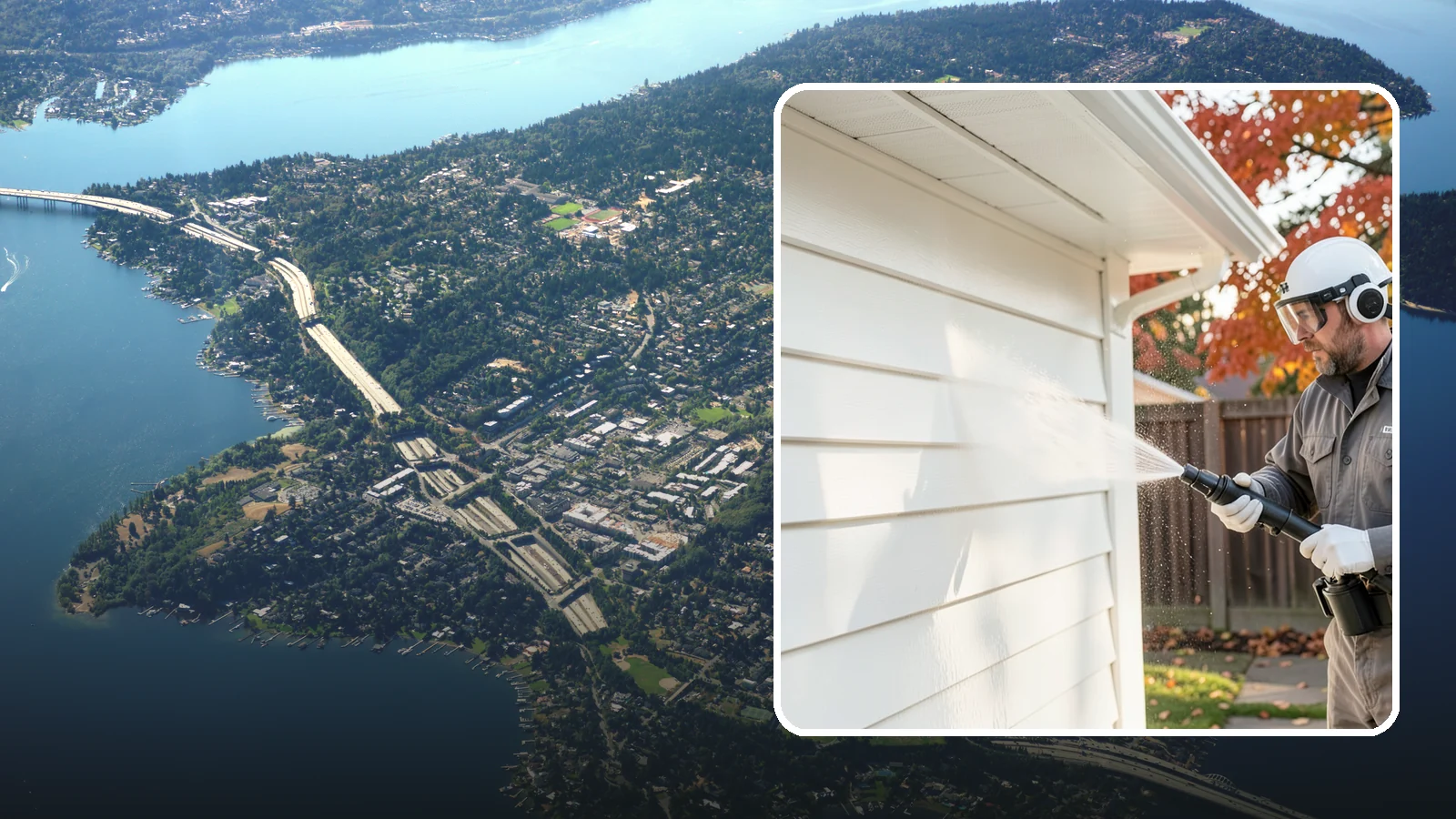 Siding Soft Wash in Mercer Island, King County, WA - Siding soft wash gently cleans your home's exterior walls with low pressure and cleaning solutions that lift algae without damage.