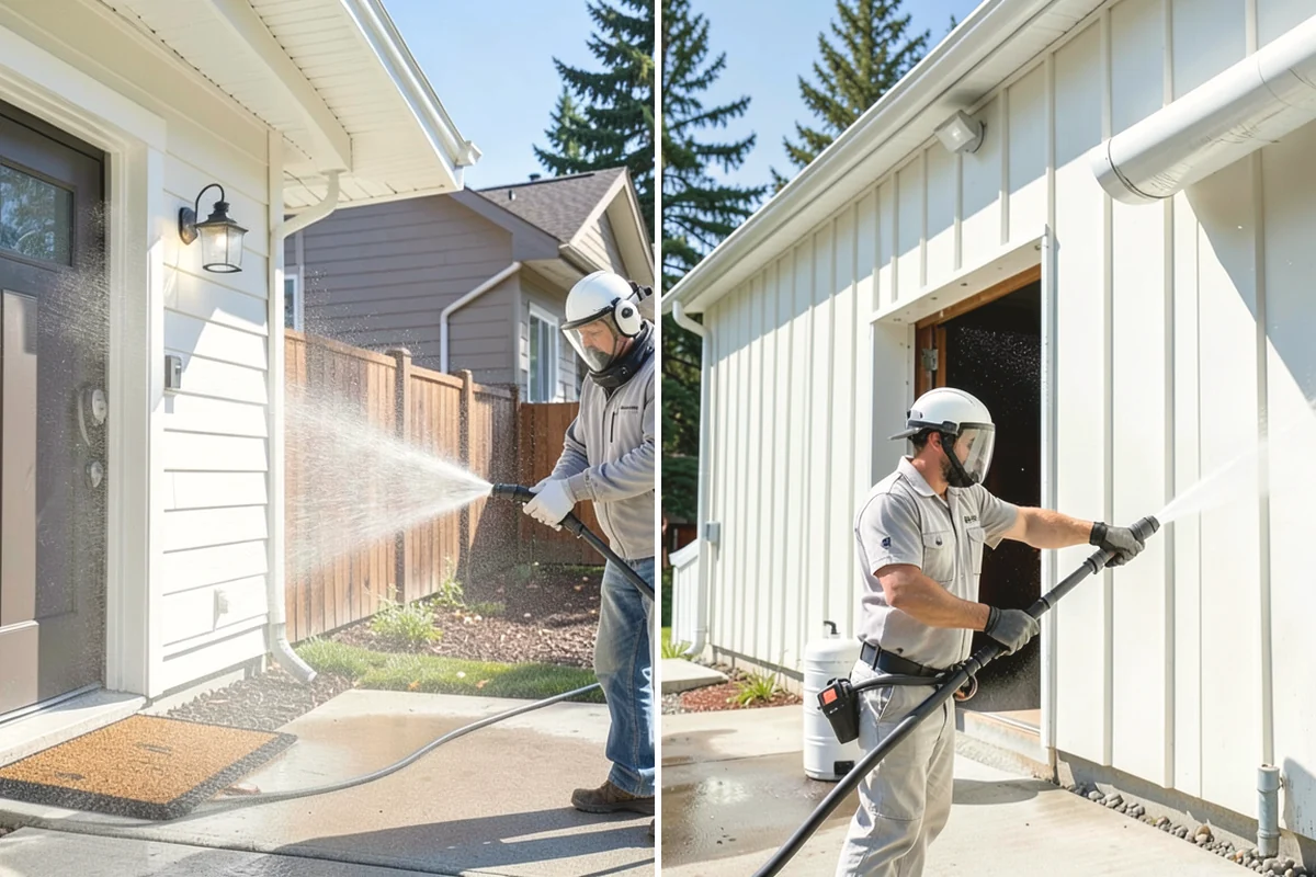 Siding Soft Wash in Monroe, Snohomish County, WA - Inspect the siding and note algae-heavy elevations
