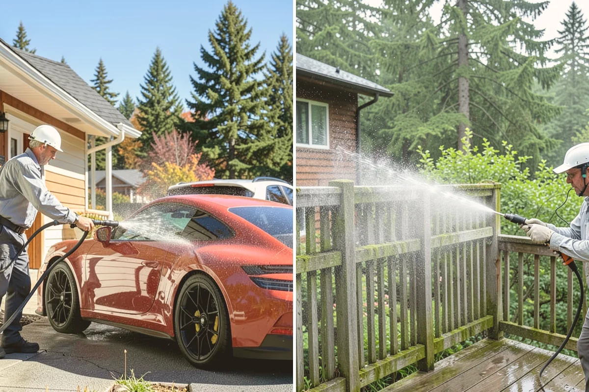 Siding Soft Wash in Newcastle, King County, WA - Inspect the siding and note algae-heavy elevations