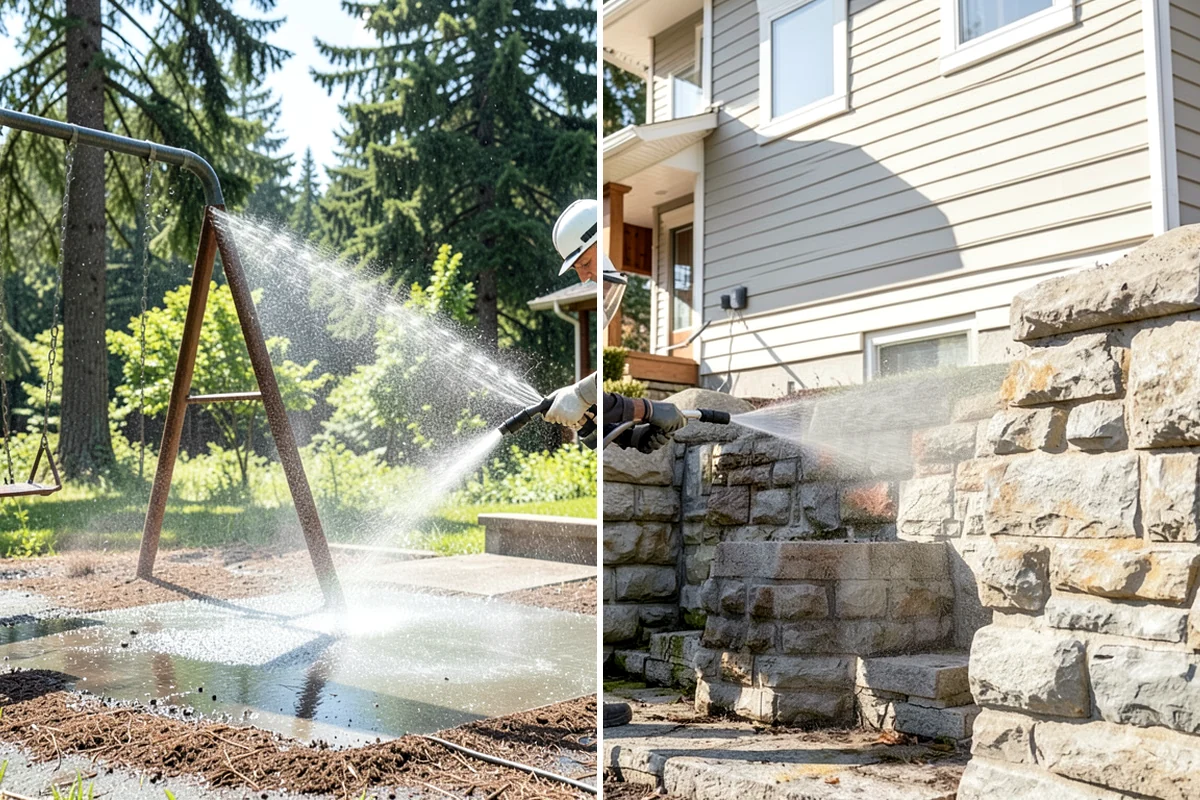 Siding Soft Wash in Normandy Park, King County, WA - Inspect the siding and note algae-heavy elevations