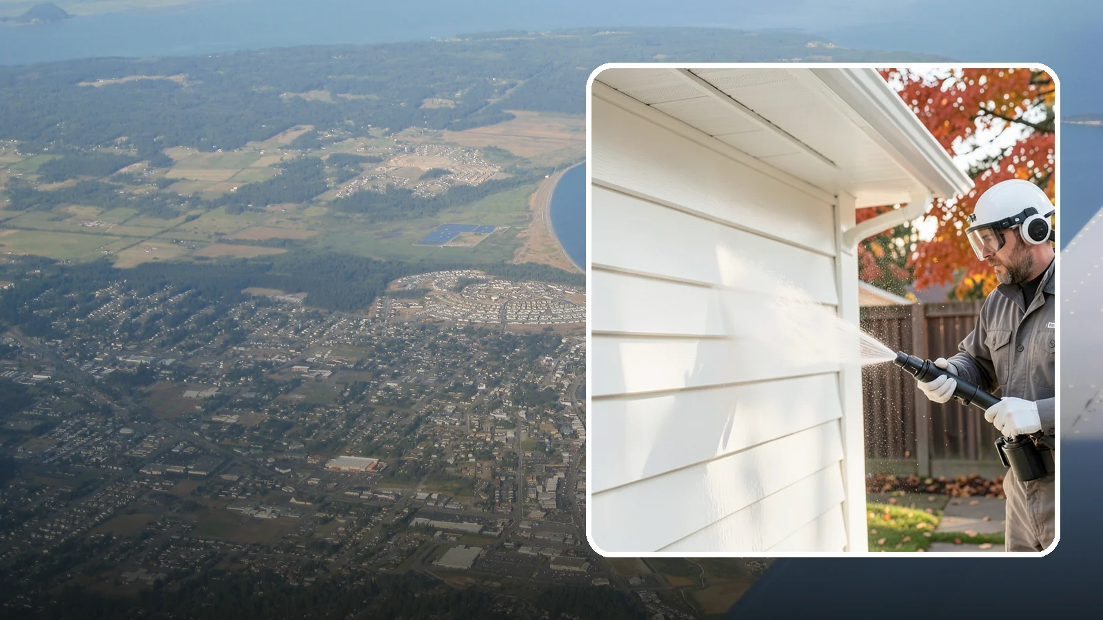 Siding Soft Wash in Oak Harbor, Island County, WA - Siding soft wash gently cleans your home's exterior walls with low pressure and cleaning solutions that lift algae without damage.