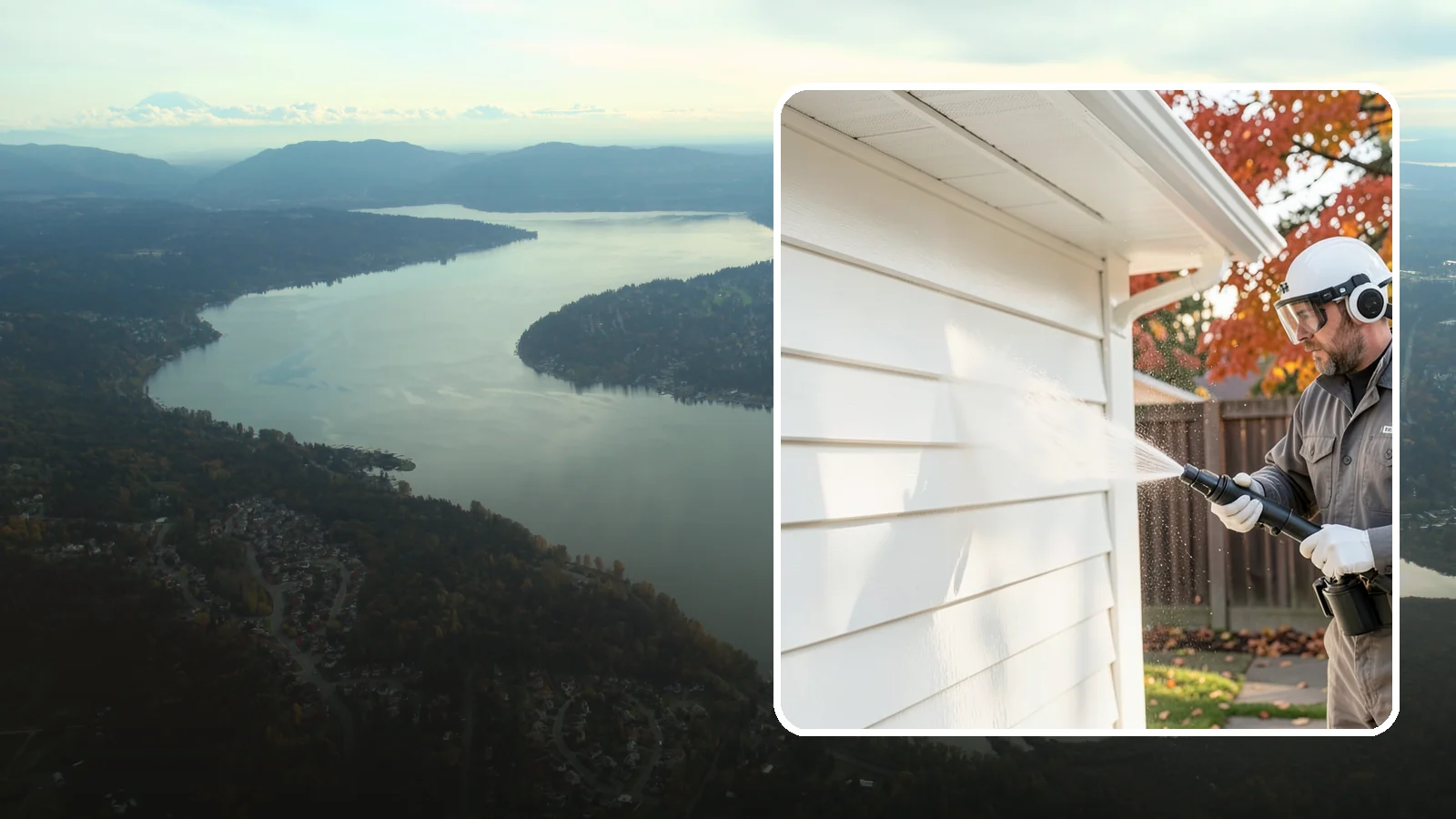 Siding Soft Wash in Sammamish, King County, WA - Siding soft wash gently cleans your home's exterior walls with low pressure and cleaning solutions that lift algae without damage.