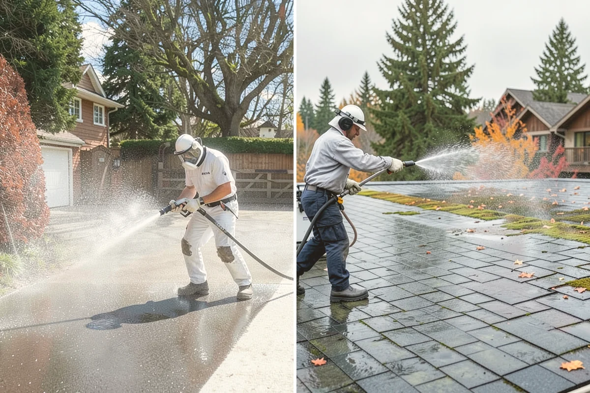 Siding Soft Wash in Sammamish, King County, WA - Inspect the siding and note algae-heavy elevations