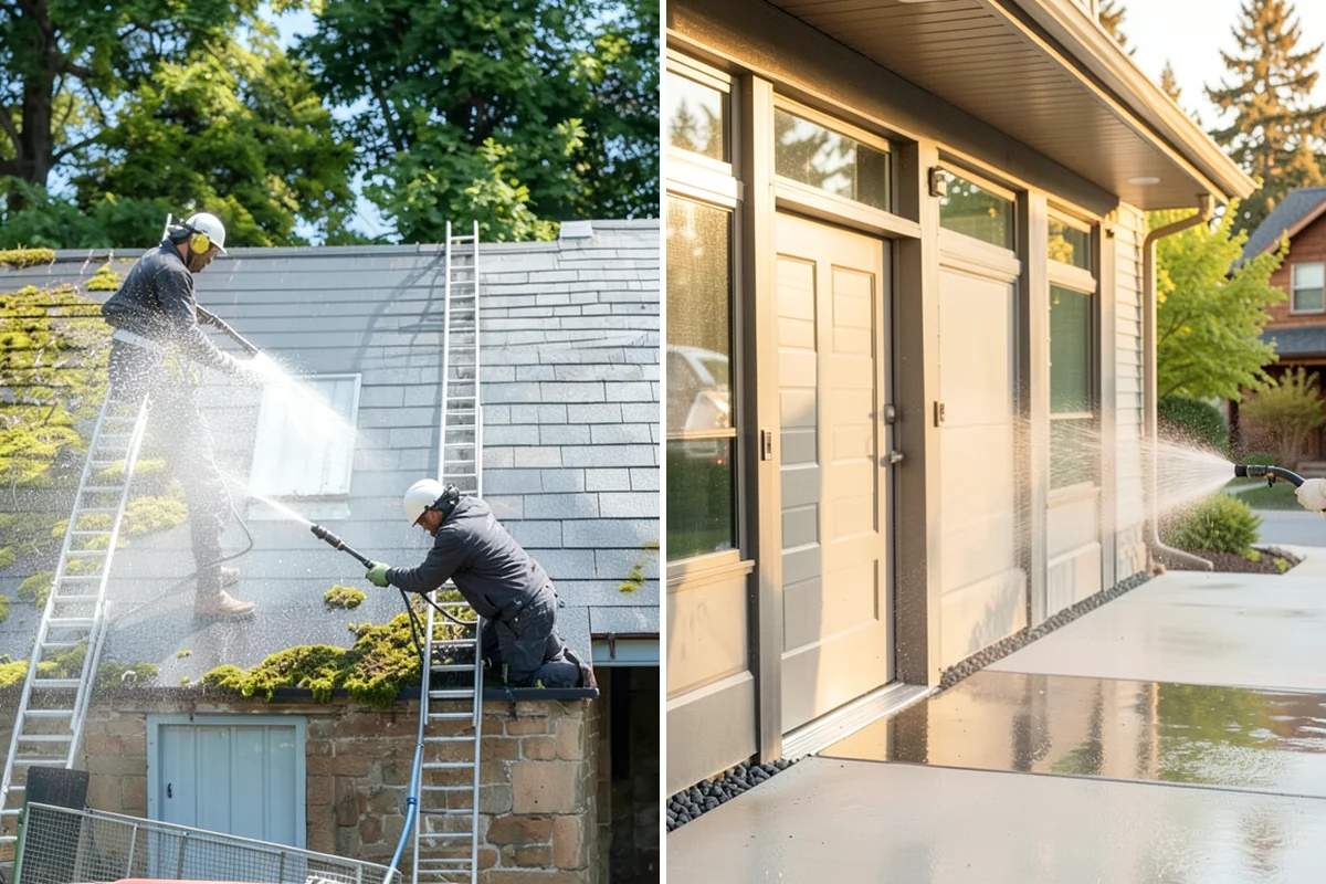 Siding Soft Wash in Seattle, King County, WA - Inspect the siding and note algae-heavy elevations
