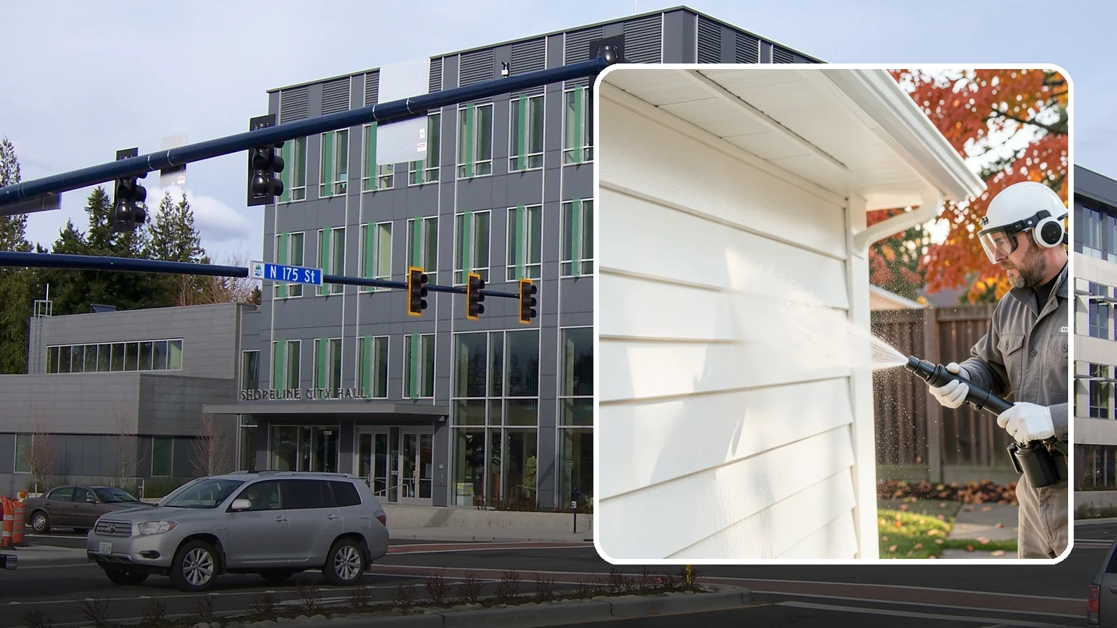 Siding Soft Wash in Shoreline, King County, WA - Siding soft wash gently cleans your home's exterior walls with low pressure and cleaning solutions that lift algae without damage.