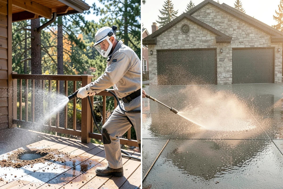 Siding Soft Wash in Shoreline, King County, WA - Inspect the siding and note algae-heavy elevations