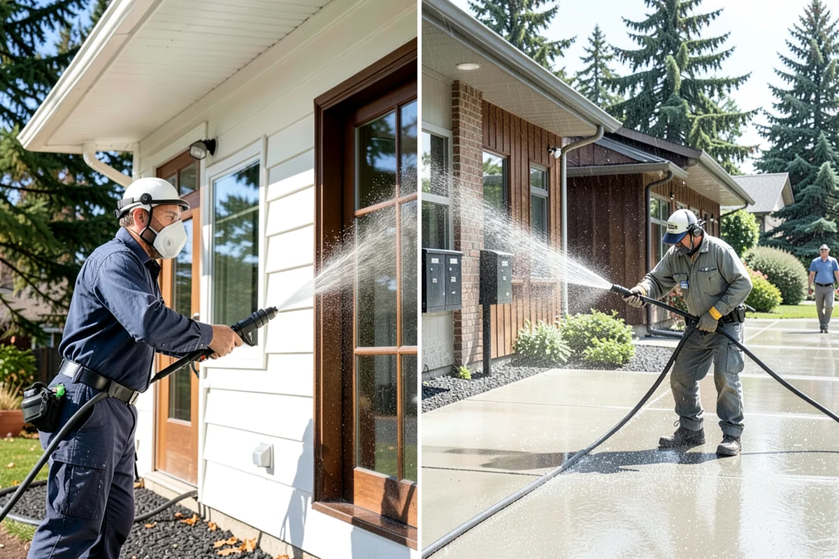 Siding Soft Wash in Snoqualmie, King County, WA - Inspect the siding and note algae-heavy elevations