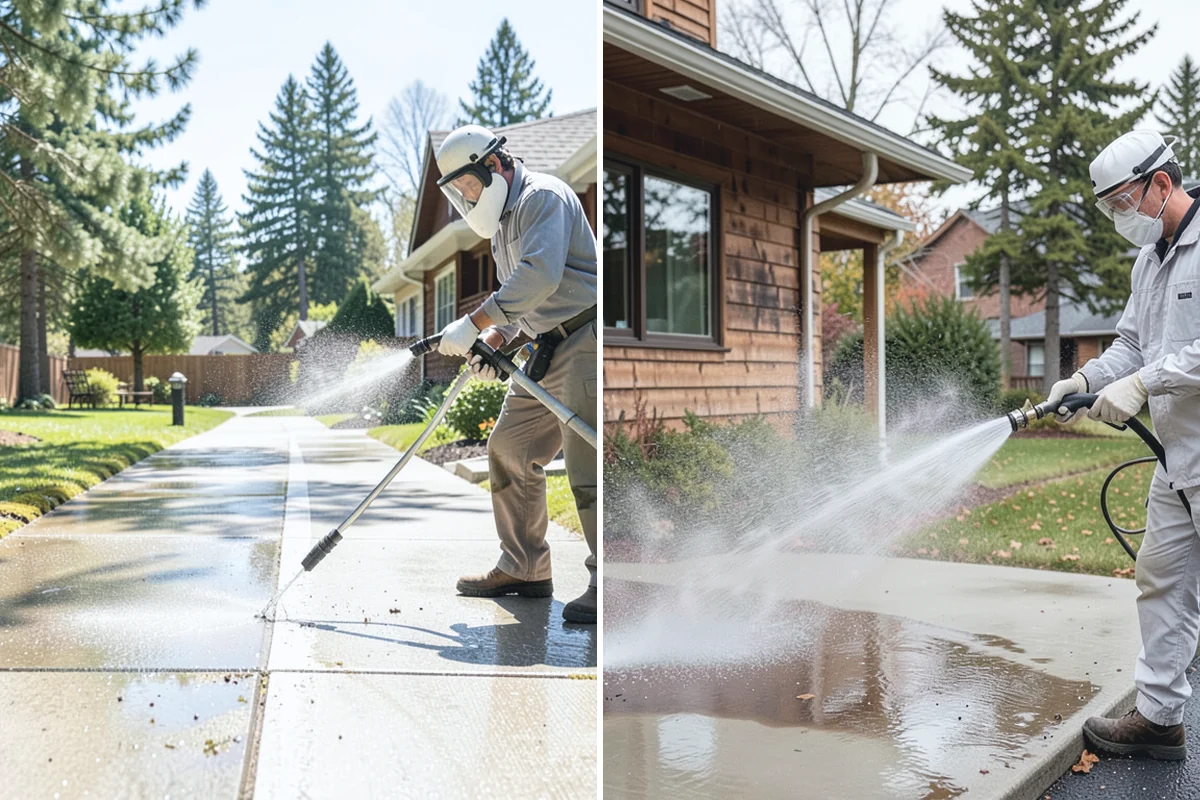 Siding Soft Wash in South Prairie, Pierce County, WA - Inspect the siding and note algae-heavy elevations